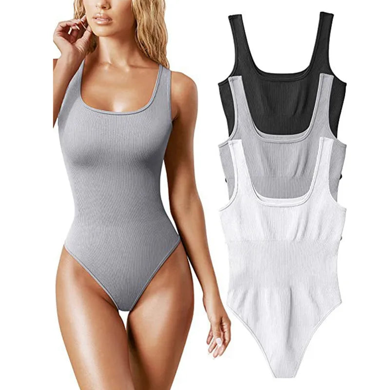 White Strappy Bodysuit Sexy Backless Ribbed Bodysuit Romper String Femmesexy Sleeveless Tank Top Gloved Bodysuit Body Female2956