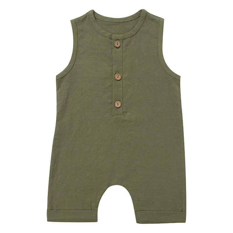 Summer Baby Boys Girls Rompers Toddler Kids Playsuit Jumpsuits Cotton Linen Infant Sleeveless Baby Clothes Ropa Bebe Overalls